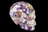 Realistic, Carved Chevron Amethyst Skull #150974-1